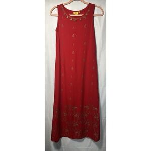 Women Ateesa Trojan Horse Coin Dress Gold & Red Sleeveless Maxi Dress Sz S India